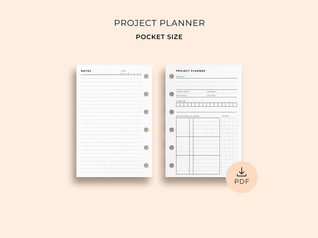 Project Planner Template, Pocket Size Printable Project Management ...