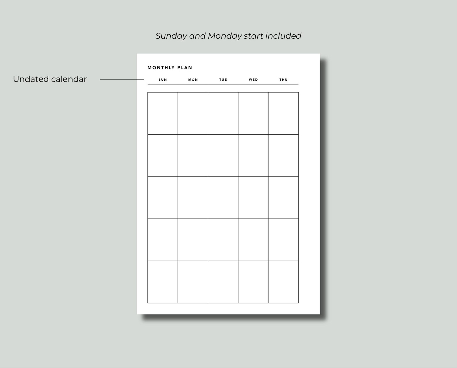 A6 Monthly Planner Printable With Undated Calendar Month on 2 Etsy