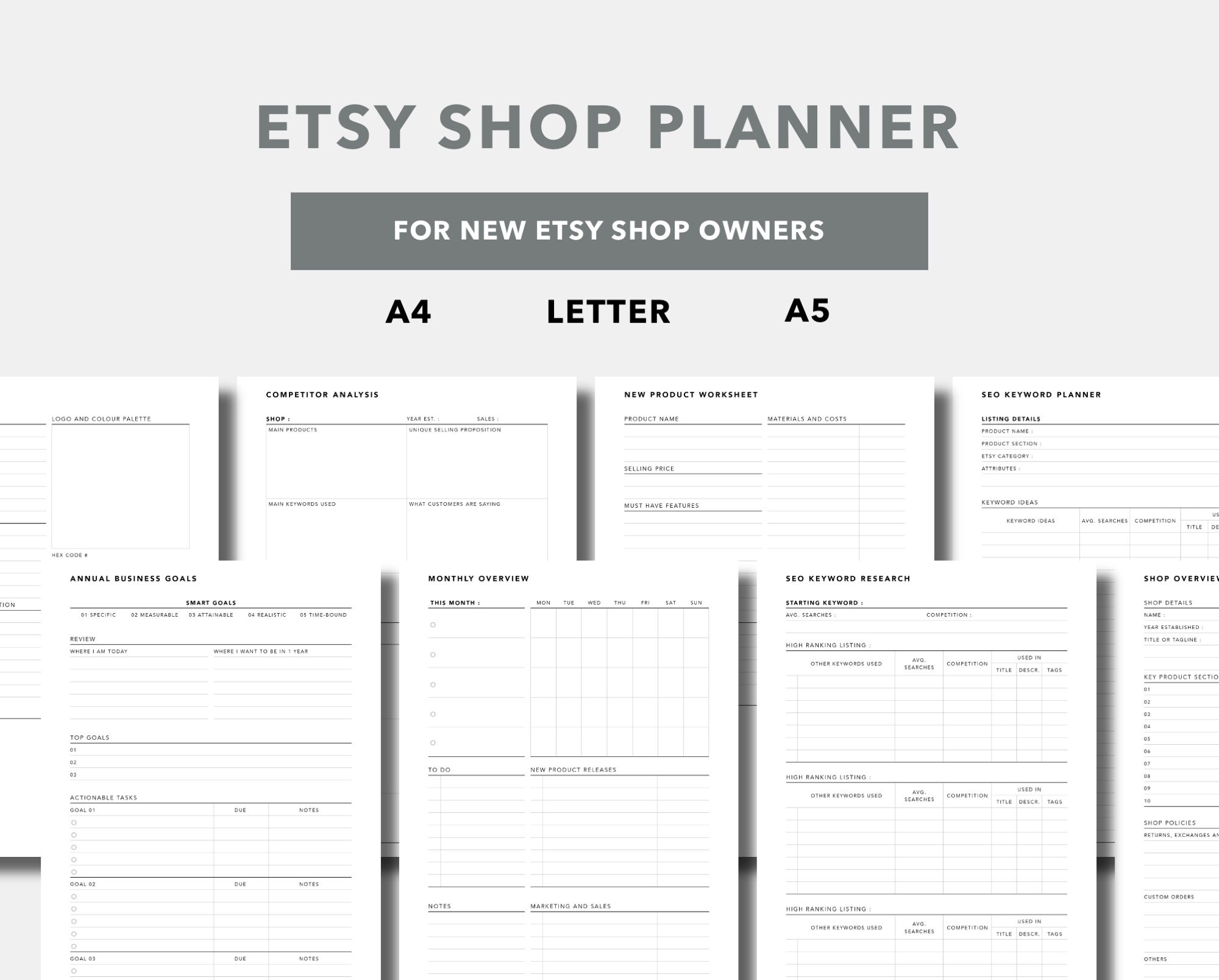 Etsy Shop Planner Printable for Etsy Shop Owners and Sellers Etsy UK