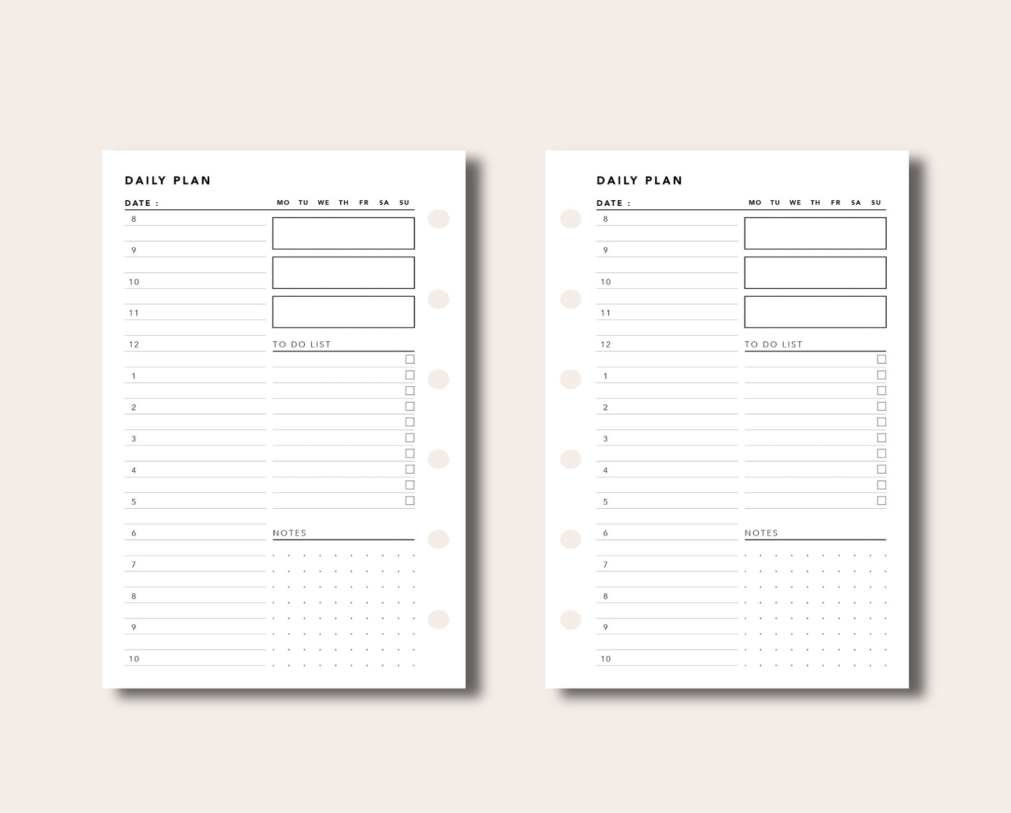 Pocket Daily Planner Printable Planner Insert Undated Day On Etsy
