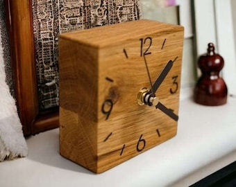 Reloj de mesa moderno fabricado en roble, minimalista, decoración del hogar, ideas para regalos.