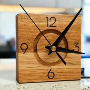 Oak wall clock, minimalist and unique image 2