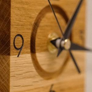 Oak wall clock, minimalist and unique image 6