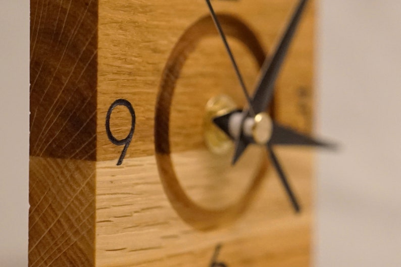 Oak wall clock, minimalist and unique image 6
