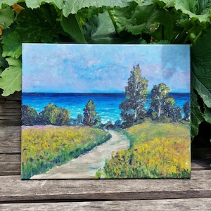 Acrylic painting on canvas, nature, water