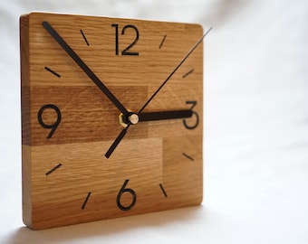 Wooden wall clock, oak, 15 cm