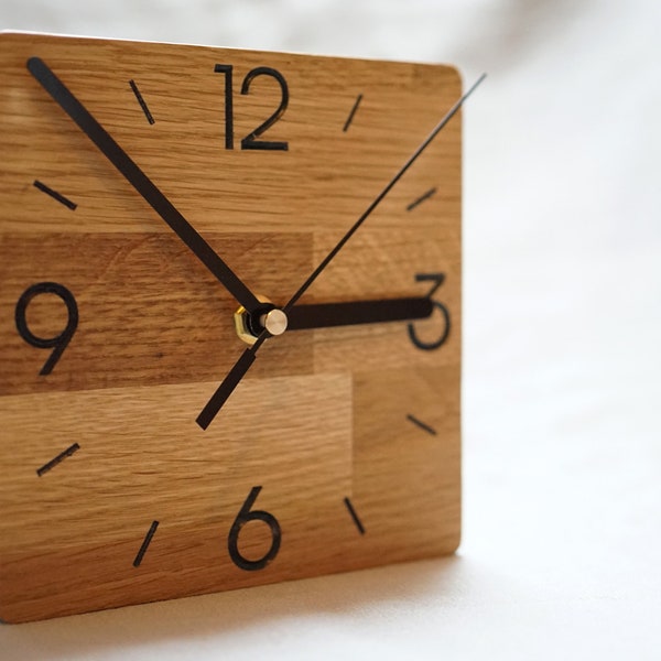 Wooden wall clock, oak, 15 cm