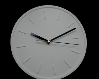 Circular wall clock, concrete, ceramic, minimalist, wall decoration, clock in white