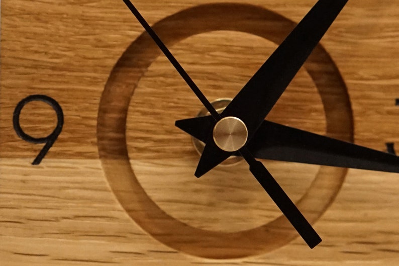 Oak wall clock, minimalist and unique image 8