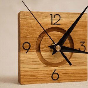 Oak wall clock, minimalist and unique image 9