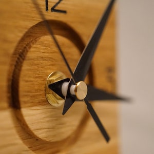 Oak wall clock, minimalist and unique image 5