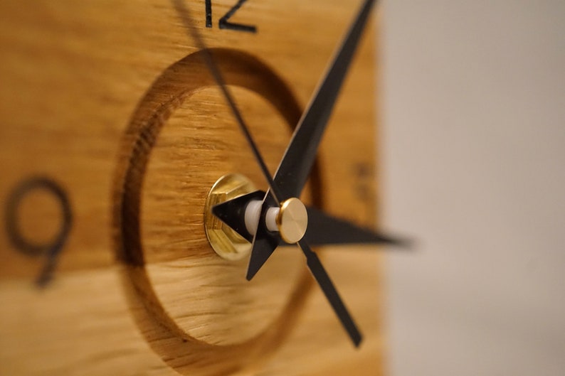 Oak wall clock, minimalist and unique image 5