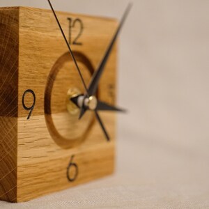 Oak wall clock, minimalist and unique image 7