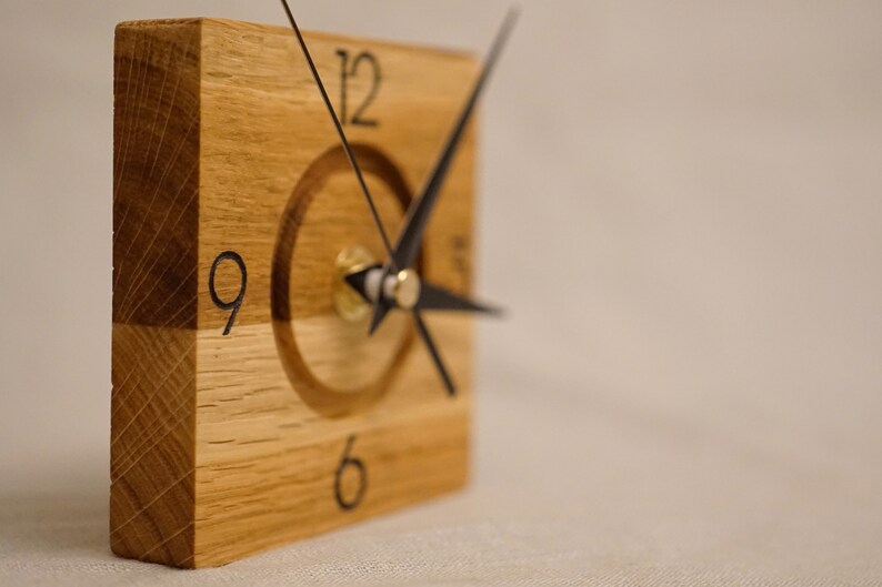 Oak wall clock, minimalist and unique image 7