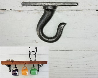 Cup hooks, Utility Hooks, Mug hooks, coat hanger shelf cast antique iron hanging single hooks Drink Barware