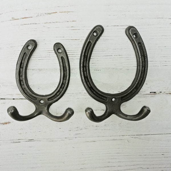 Coat Hooks Vintage Cast Iron Traditional cast antique Iron HORSE SHOUE hooks - For Good Luck! Wedding/Anniversary/House warming gift idea