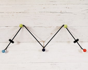 Style industriel Hook Rail Coat Rack Rustique vintage satiné coloré avec 5 crochets