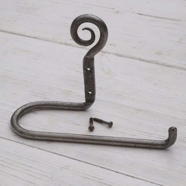 Metal colour Toilet Roll Holder Curly Tail Hand-Forged antique Iron 150mm Rustic/Vintage Decor, Bathroom Decor, Loo Roll Holder