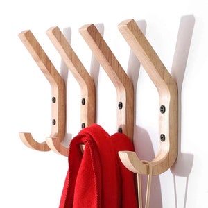 Wooden Wall Coat Hooks Decorative Wall Hooks, Wooden Towel Hanger Hooks for Wall storage solution. Solid wood. Scandinavian style minimalist image 1