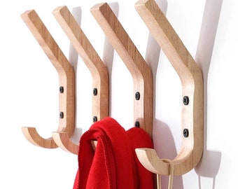 Holzwand Kleiderhaken Dekorative Wandhaken, Holzhandtuchhalter für die Wandaufbewahrungslösung. Vollholz. Minimalistisch im skandinavischen Stil