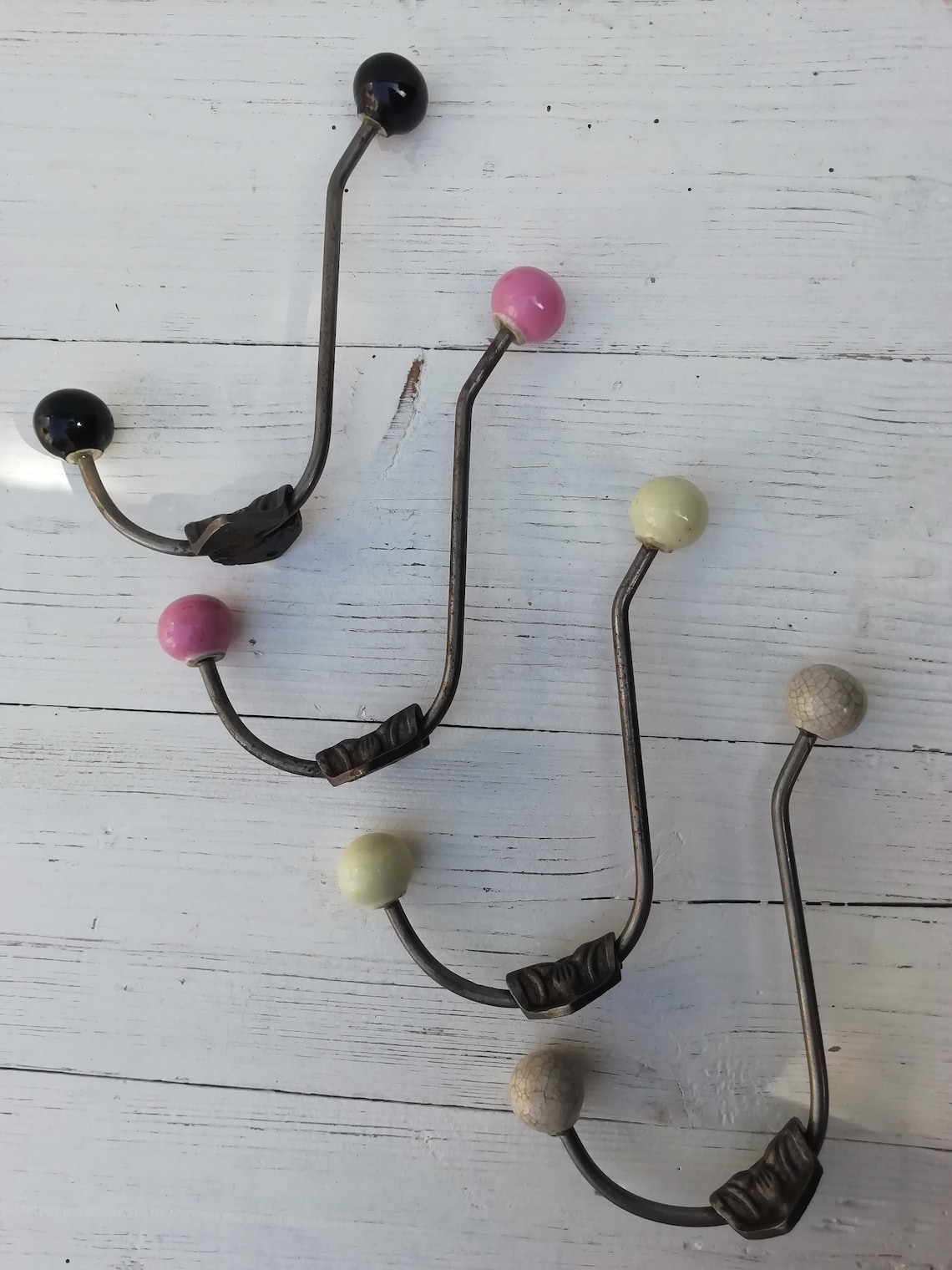 Ceramic Ball tip Hat & Coat Hook Large Rosette Double Etsy