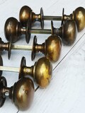 Cottage Door Knob Handle Hollow Natural antique aged Brass 55mm Antique Old Period Traditional Brass & Mortice Rim Lock Handles Sold as Pair