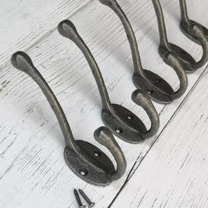 Vintage Riven Industrial design Coat and Hat double Hook Hanger antique cast iron hook