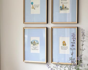 Láminas vintage de Winnie the Pooh con frases en colores, set de arte infantil (juego de 4)