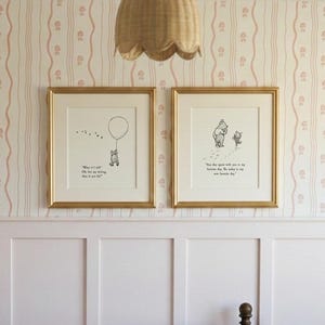 Klassieke citaatposters van Winnie de Pooh, set van 2 zwart-witte kinderkamerillustraties