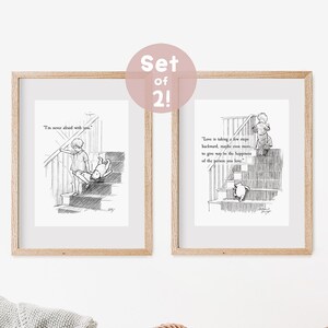 SET of 2 Winnie the Pooh Quote, INSTANT DOWNLOAD, Birth, Christening, Nursery Picture Gift, Nursery Decor, Pooh Bear Classic Colored