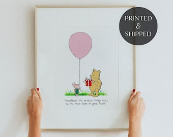 Cita ROSA de Winnie the Pooh, impresa y enviada, nacimiento, bautizo, regalo de guardería, decoración de guardería, clásico del oso Pooh, a veces los más pequeños...