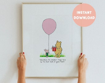ROSA A veces el más pequeño... Cita de Winnie the Pooh, IMPRESIÓN DIGITAL, Nacimiento, Bautizo, Regalo de guardería, Decoración de guardería, Pooh Bear Classic