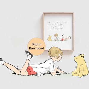 Promise me you&#39;ll always remember, Winnie the Pooh prints, INSTANT DOWNLOAD, Pooh Bear Classic Vintage Colored