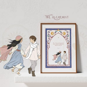 So I love you because, The Alchemist Print, Paulo Coelho Quote, Printed and Shipped, Quote Wall Art, Santiago and Fatima from the Alchemist