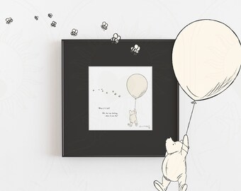 ¿Qué pasa si me caigo? Láminas con frase de Winnie the Pooh, con tapete. IMPRESAS Y ENVIADAS. Láminas para nacimiento y habitación infantil. Osito Pooh clásico vintage.