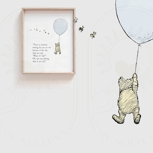 FULL QUOTE: What if I fall? Winnie the Pooh Blue Balloon, Erin Hanson Poem, DOWNLOAD, Inspirational nursery gift, Pooh Bear Classic