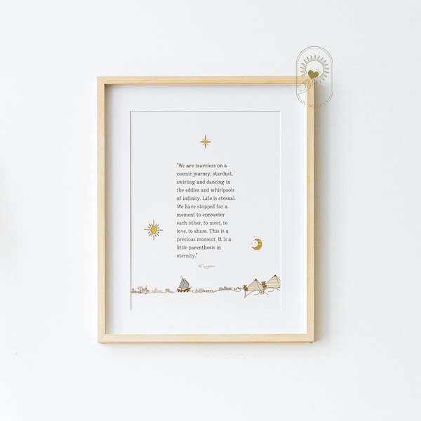 The Alchemist Print, Paulo Coelho Quote, Printed and Shipped, Inspiration Quote Wall Art, We are travelers on a cosmic...