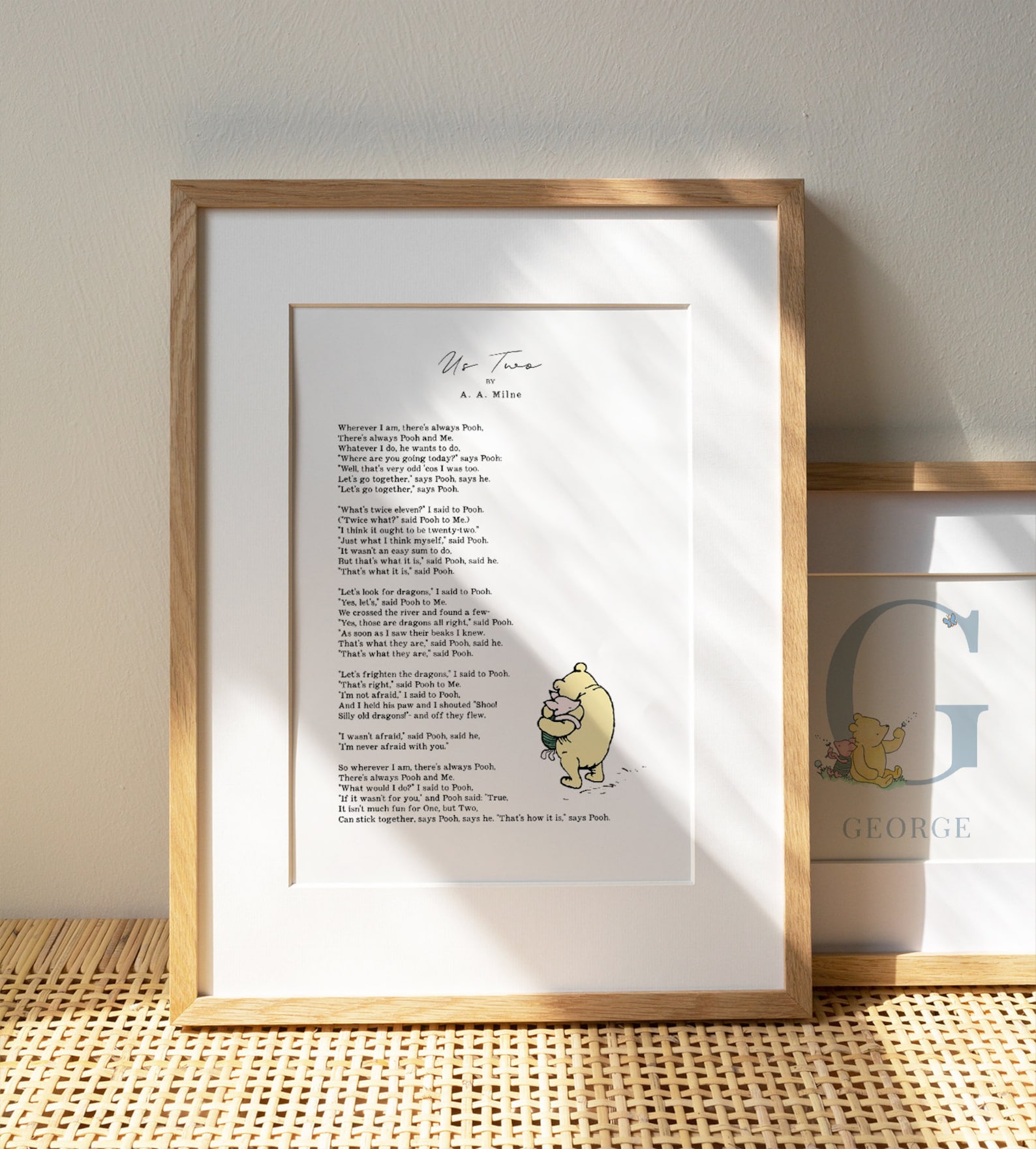 PRINTED - Us Two - by A.A. Milne - Winnie the Pooh Poem, Christening ...