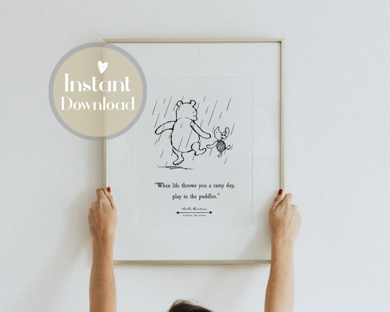 When Life Throws You a Rainy Day..winnie the Pooh Quote Etsy India