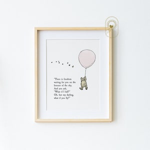 FULL QUOTE Pink: What if I fall? Winnie the Pooh, Erin Hanson Poem, DOWNLOAD, Inspirational nursery gift, Nursery Decor, Pooh Bear Classic