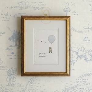 Winnie the Pooh Nursery Quote Print, What if I fall? Blue Balloon