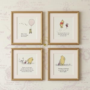 Classic Winnie the Pooh Colored Nursery Prints, Set of 4