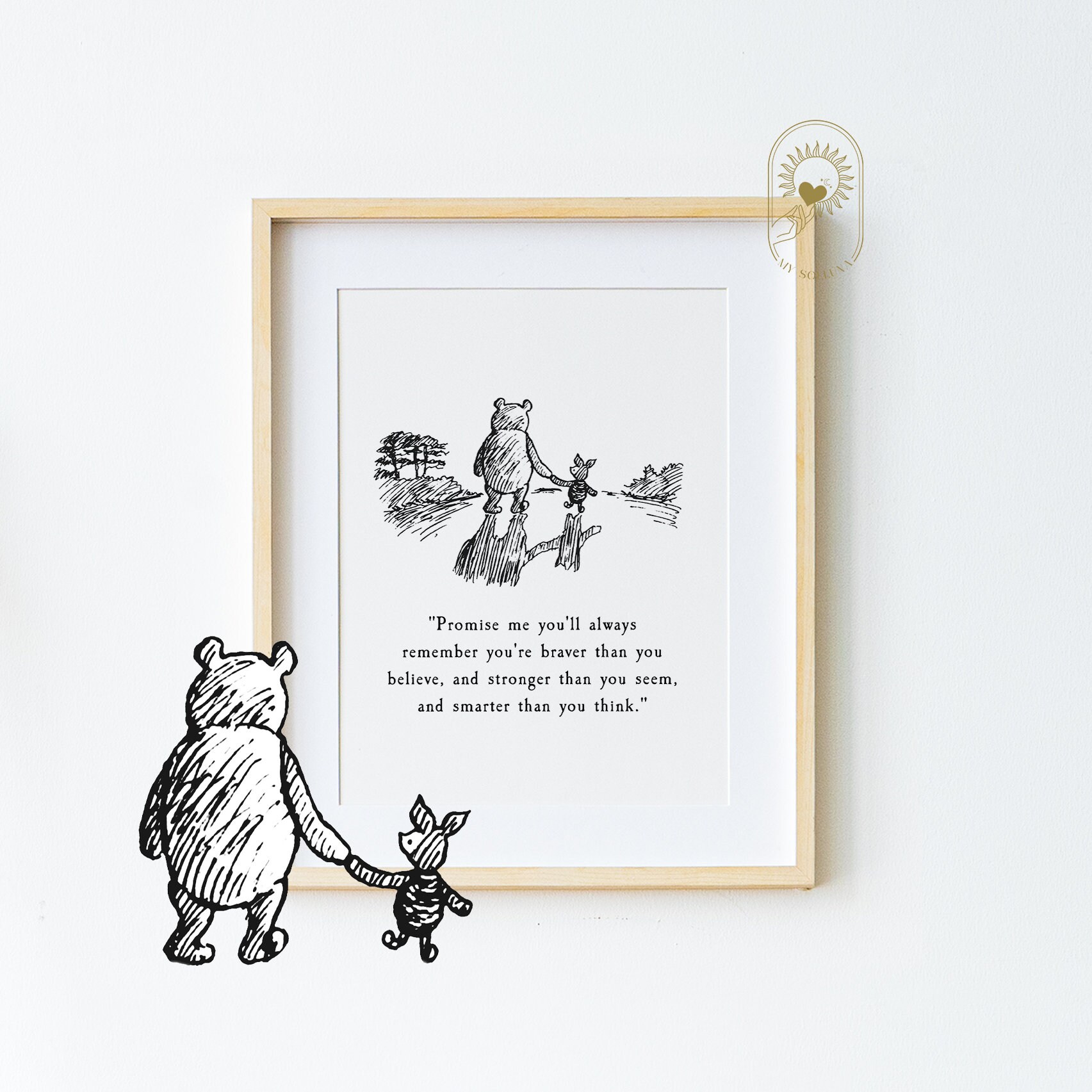 Promise me you'll always remember...Winnie the Pooh Quote, DOWNLOAD, Birth, Christening, Nursery Art Gift, Nursery Decor, Pooh Bear Classic