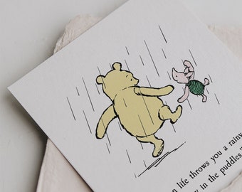 AA Milne, Rainy Day, Puddles Quote, Wall Art Stickers Decal, Winnie the  Pooh