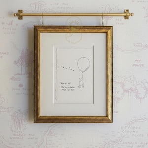 Winnie de Poeh quote print, kinderkamerillustratie, zwart-wit (digitale download), wat als ik val?