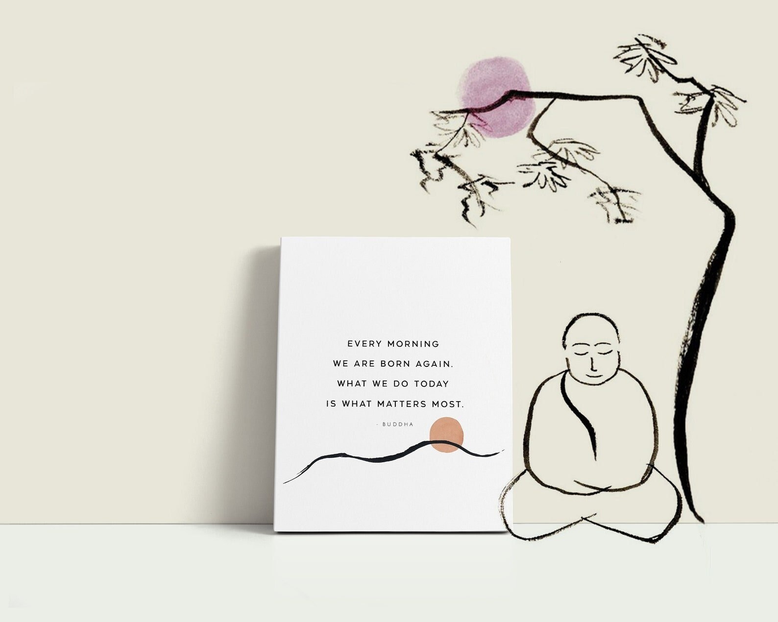 New Beginning, Buddha Quote Canvas Print, Rebirth, SPIRITUAL, Zen Buddhist Quote, Taoism, Every morning we are born again...