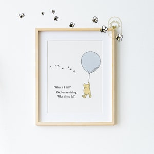 BLUE What if I fall? Winnie the Pooh Quote, INSTANT DOWNLOAD, Birth, Christening, Nursery Picture Gift, Nursery Decor, Pooh Bear Classic