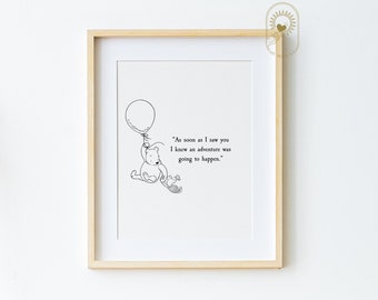 Schwarz und weiß, sobald ich dich sah ...Winnie the Pooh Zitat, Geburt, Kinderzimmer Geschenk, Kinderzimmer Dekor, klassische Vintage