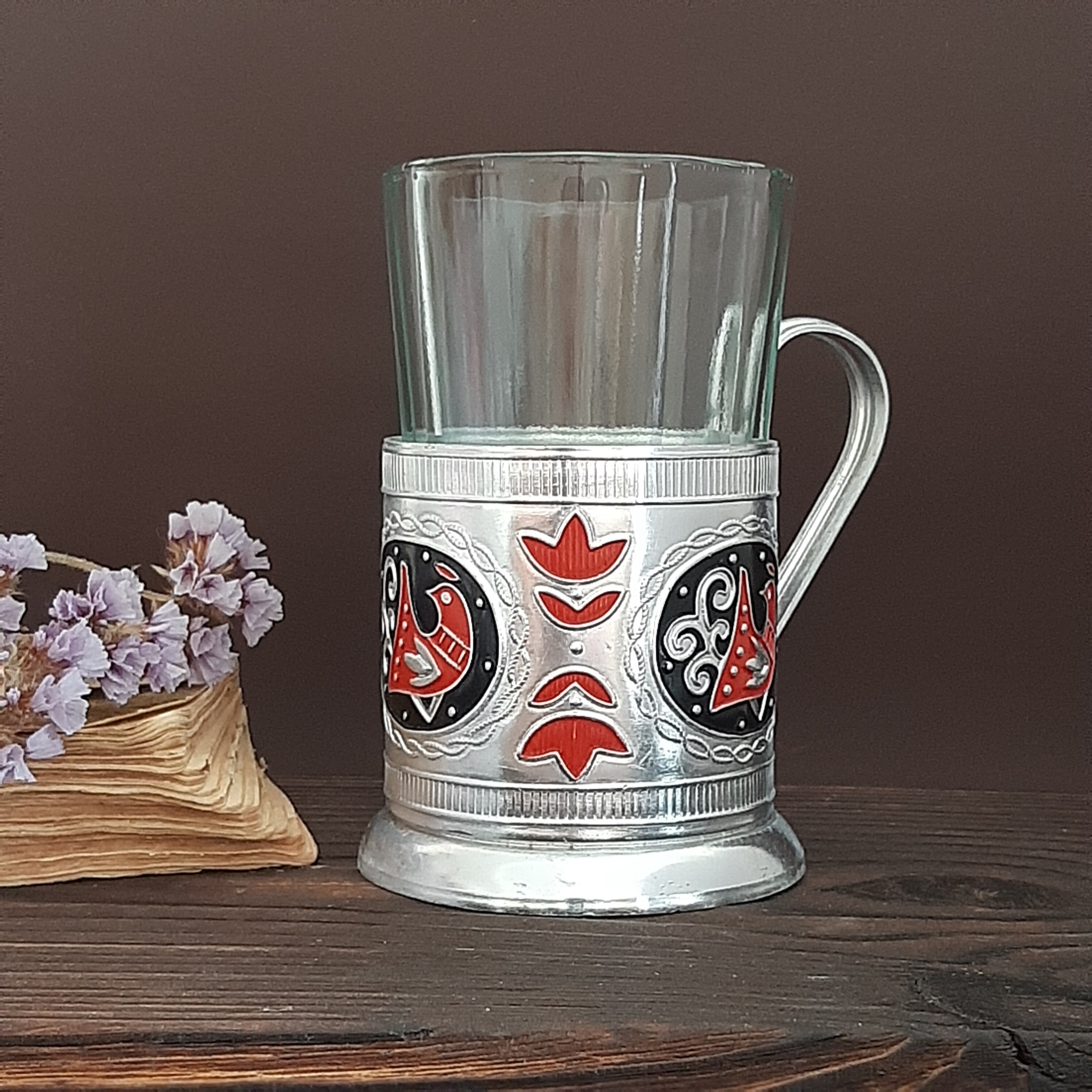Vintage tea glass holder Soviet podstakannik Russian cup Etsy