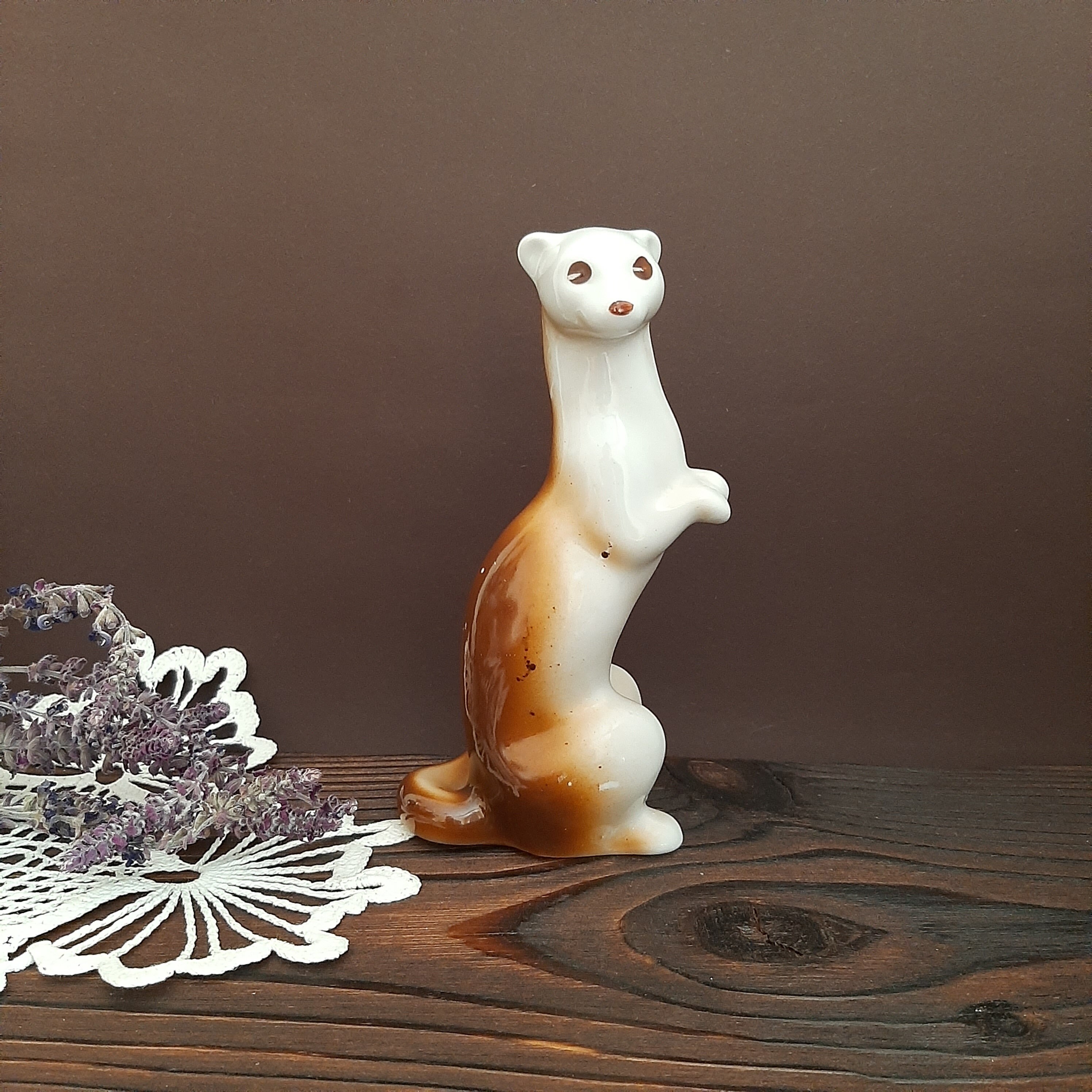 Ferret sculpture vintage Ceramic miniature animals Soviet Etsy